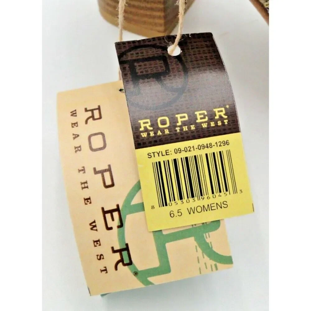 Roper Womens 6.5 Mika Aztec Tapestry Buckle Heel Sandal Slingback Leather New